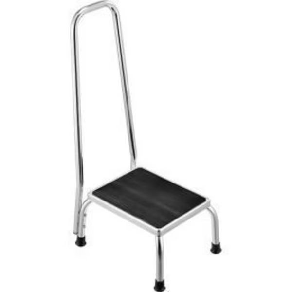 Medical Step Stool With Handrail, Non-Skid Rubber Footstool Platform, Global Equipment, Mfr#: 508